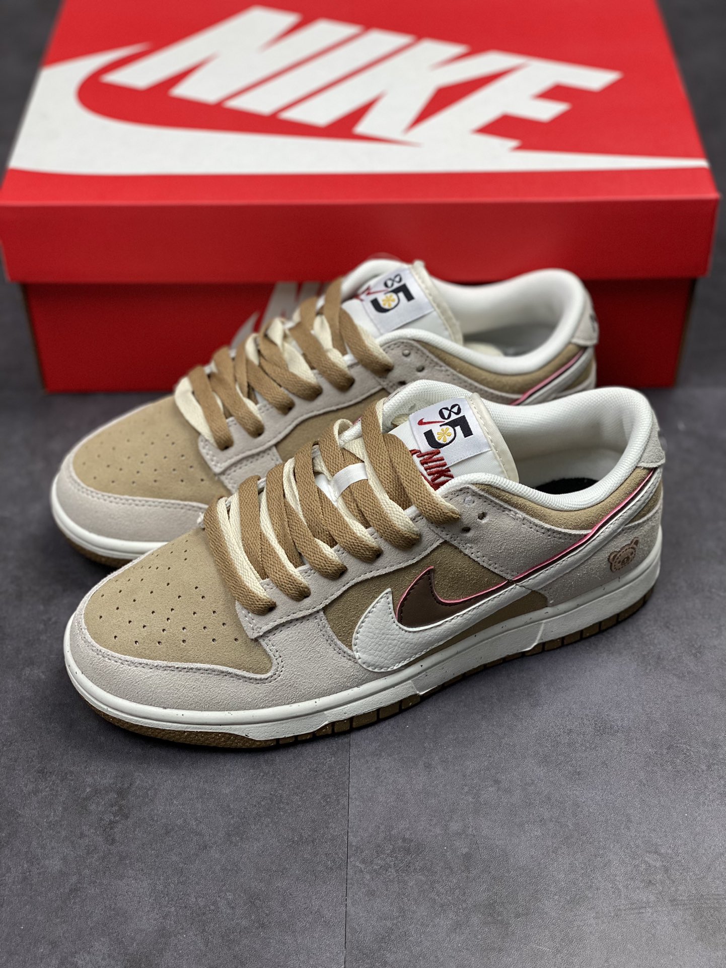 Nike SB Dunk Low SE Bear Biscuit Brown and White Double Swoosh Produced by Pure Original Factory DO9457-113