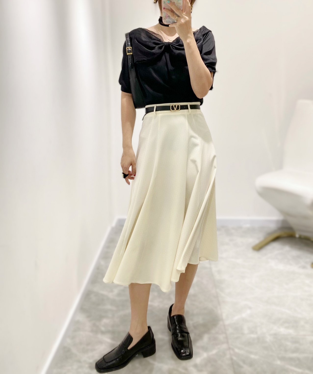 特A00XL  原创赫本风高定半裙（配腰带）颜色：黑 米白 咖色面料：聚酯纤维