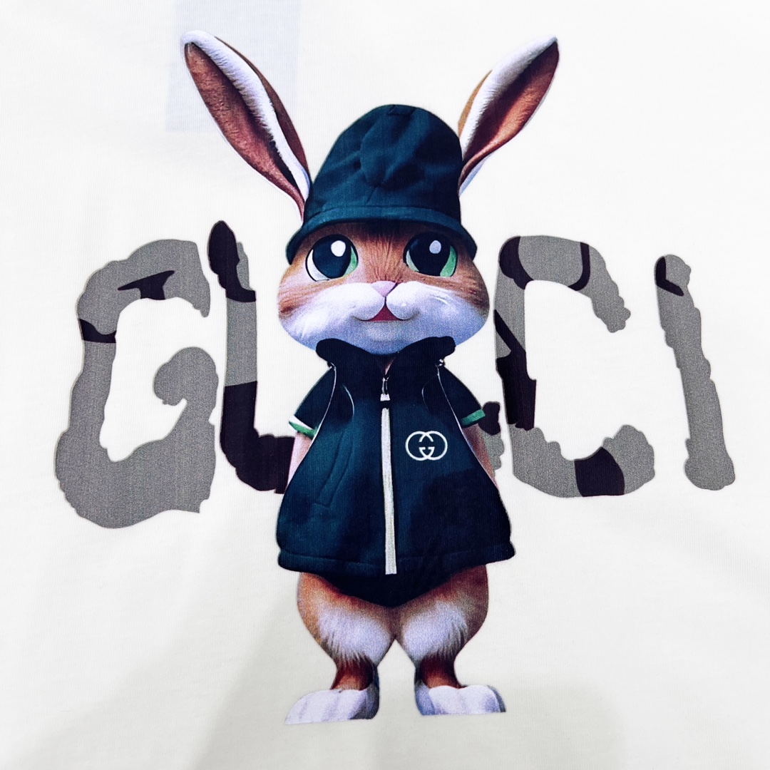 170 Gucci/古驰 23ss 长耳兔印花短袖 夏季新款