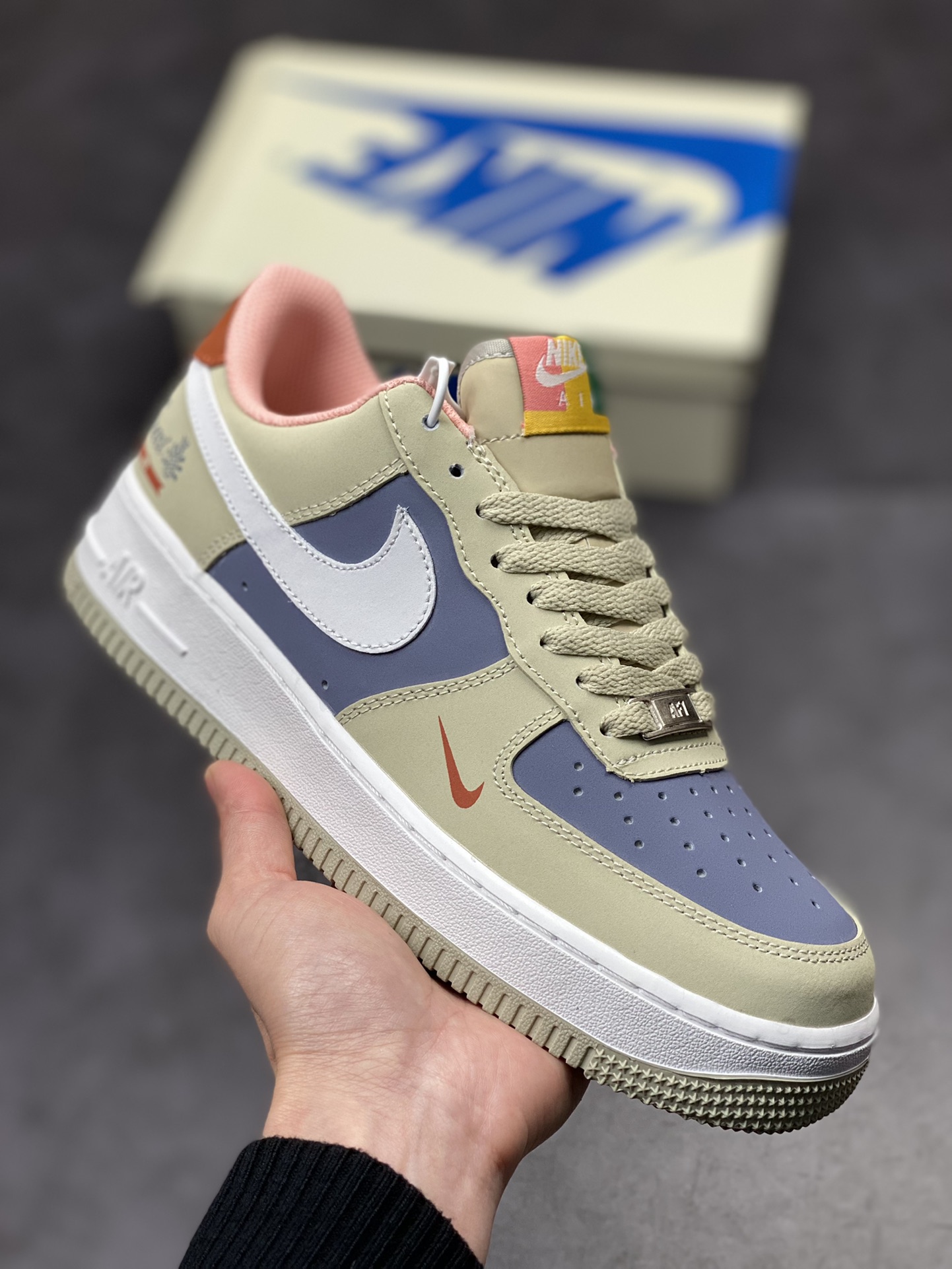 210 Nike Air Force 1 Low 07 米灰紫蓝拼接 315115-009