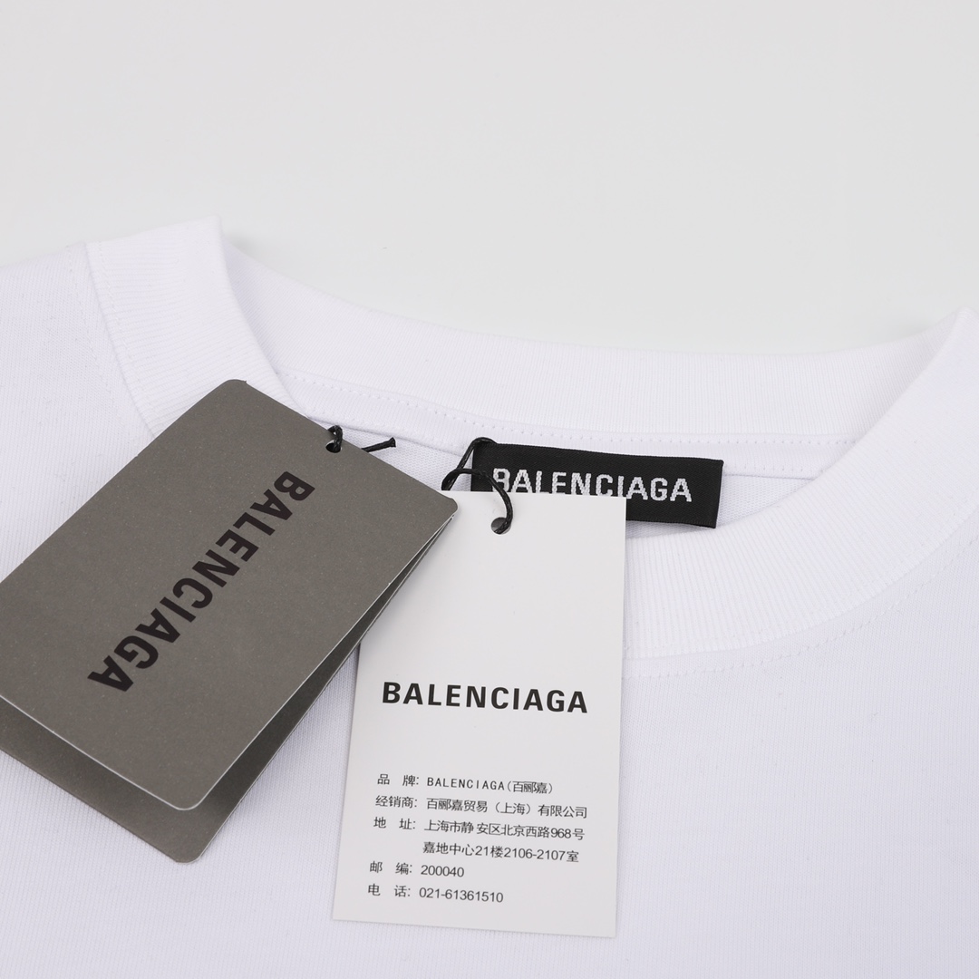 160 Balenciaga/巴黎世家 锁扣印花圆领T恤