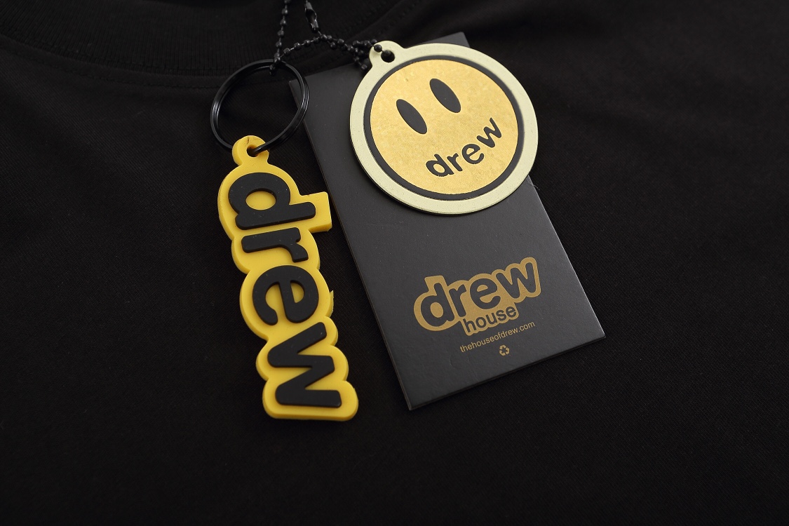 “DREW HOUSE Black Cotton Short Sleeve Letter Tee, Sizes S-XL, 230g Fabric” - 图片 7