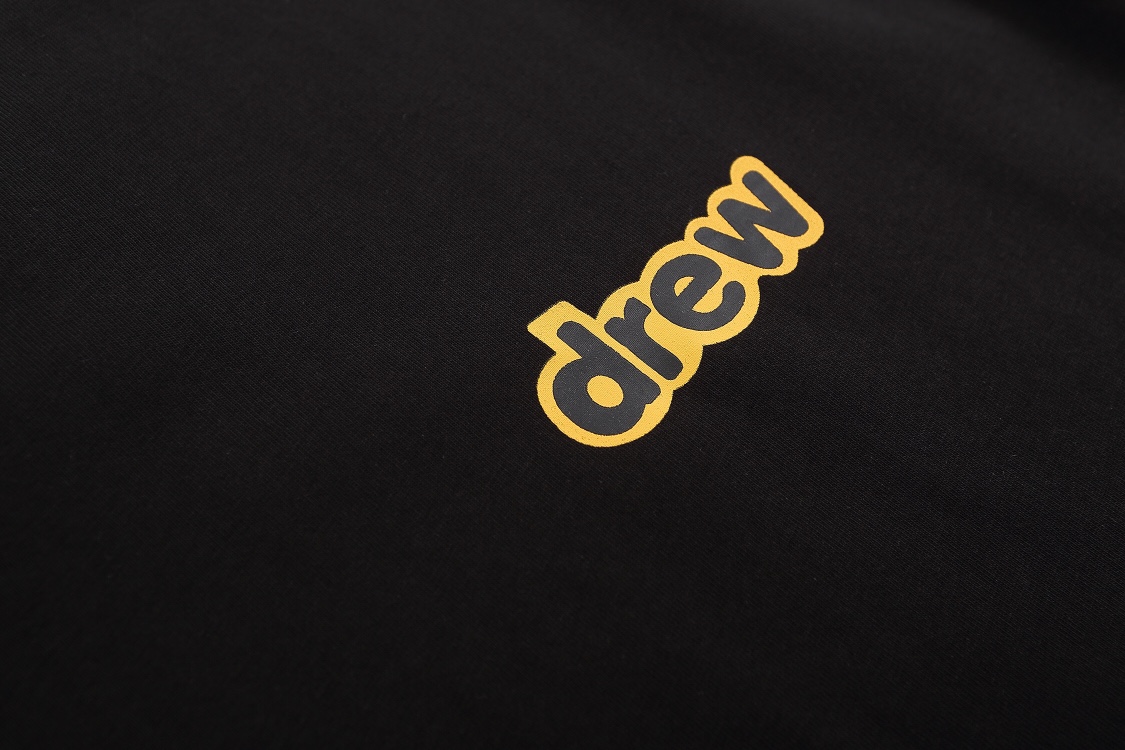 “DREW HOUSE Black Cotton Short Sleeve Letter Tee, Sizes S-XL, 230g Fabric” - 图片 6