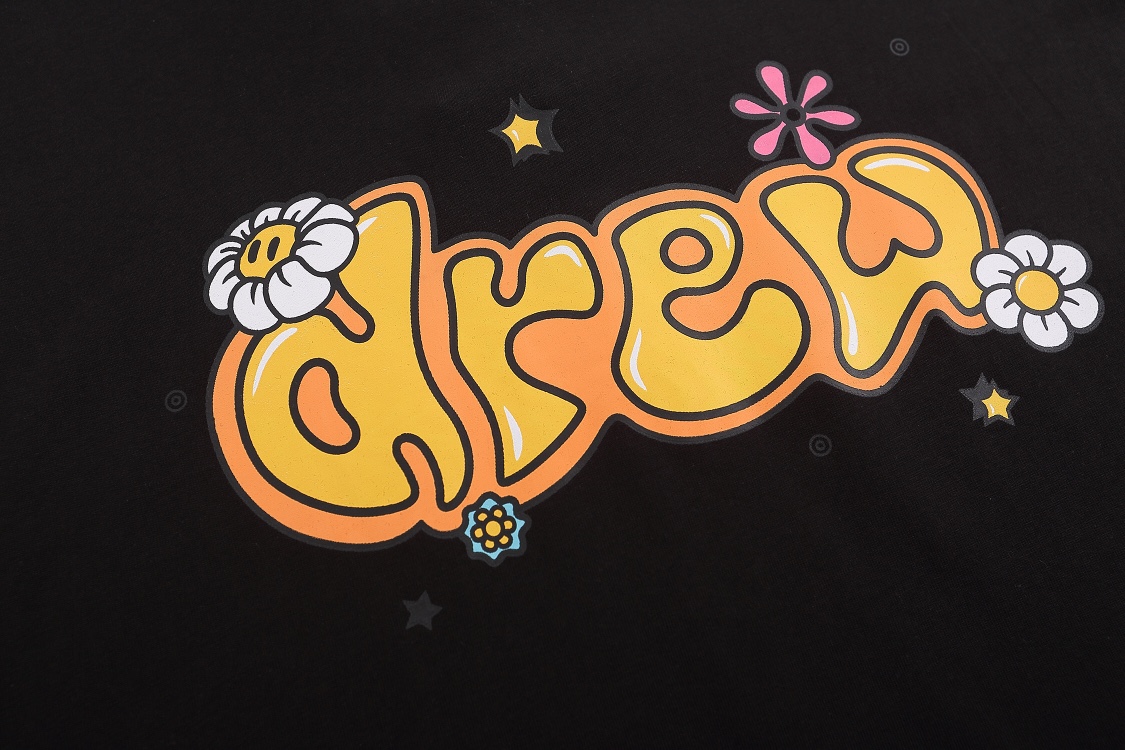 “DREW HOUSE Black Cotton Short Sleeve Letter Tee, Sizes S-XL, 230g Fabric” - 图片 5