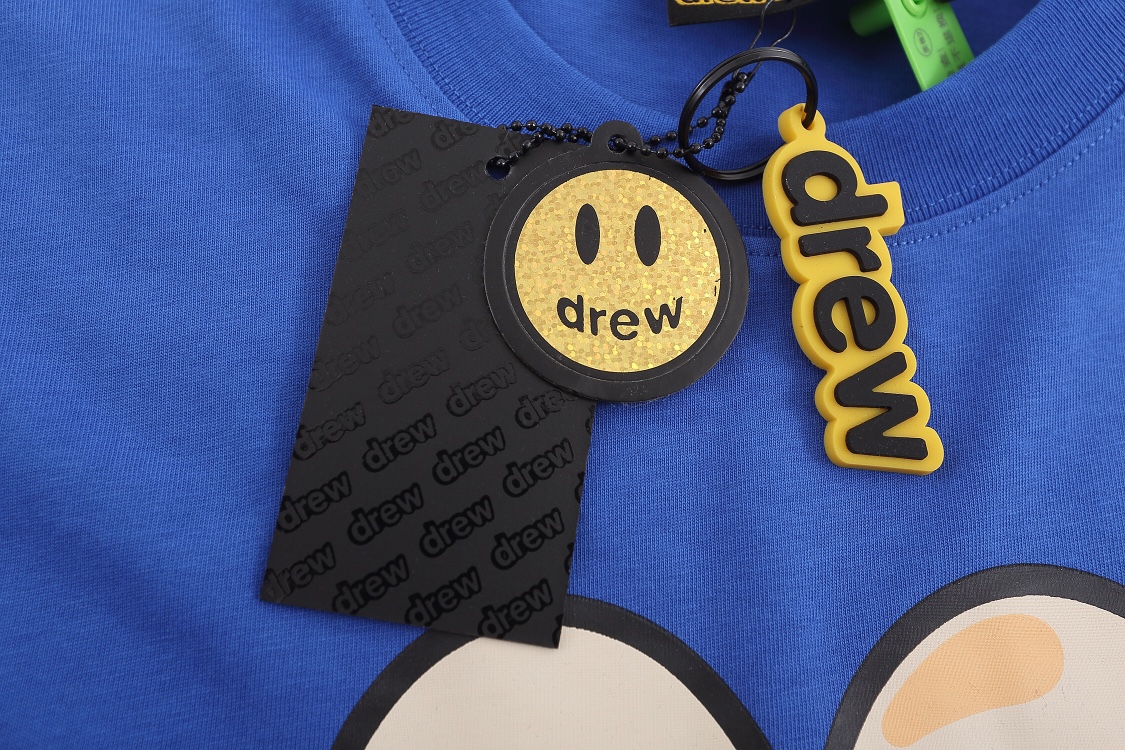 “Drew House Laughter Blue Cotton T-Shirt in Sizes S-XL, Code NCP D035#” - 图片 4
