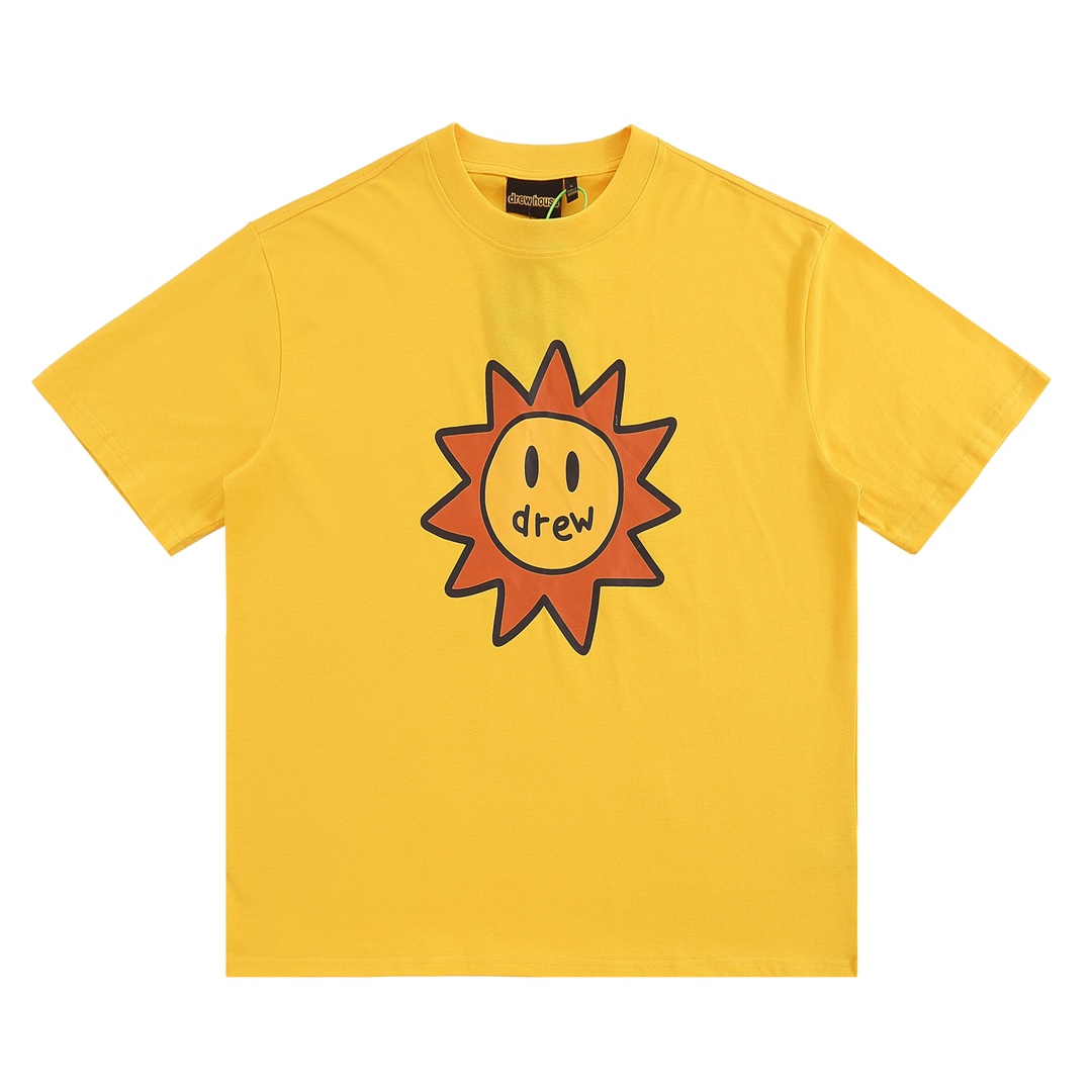 “DREW HOUSE Smiles Sun Shorts in Yellow, Sizes S to XL – Product Details”