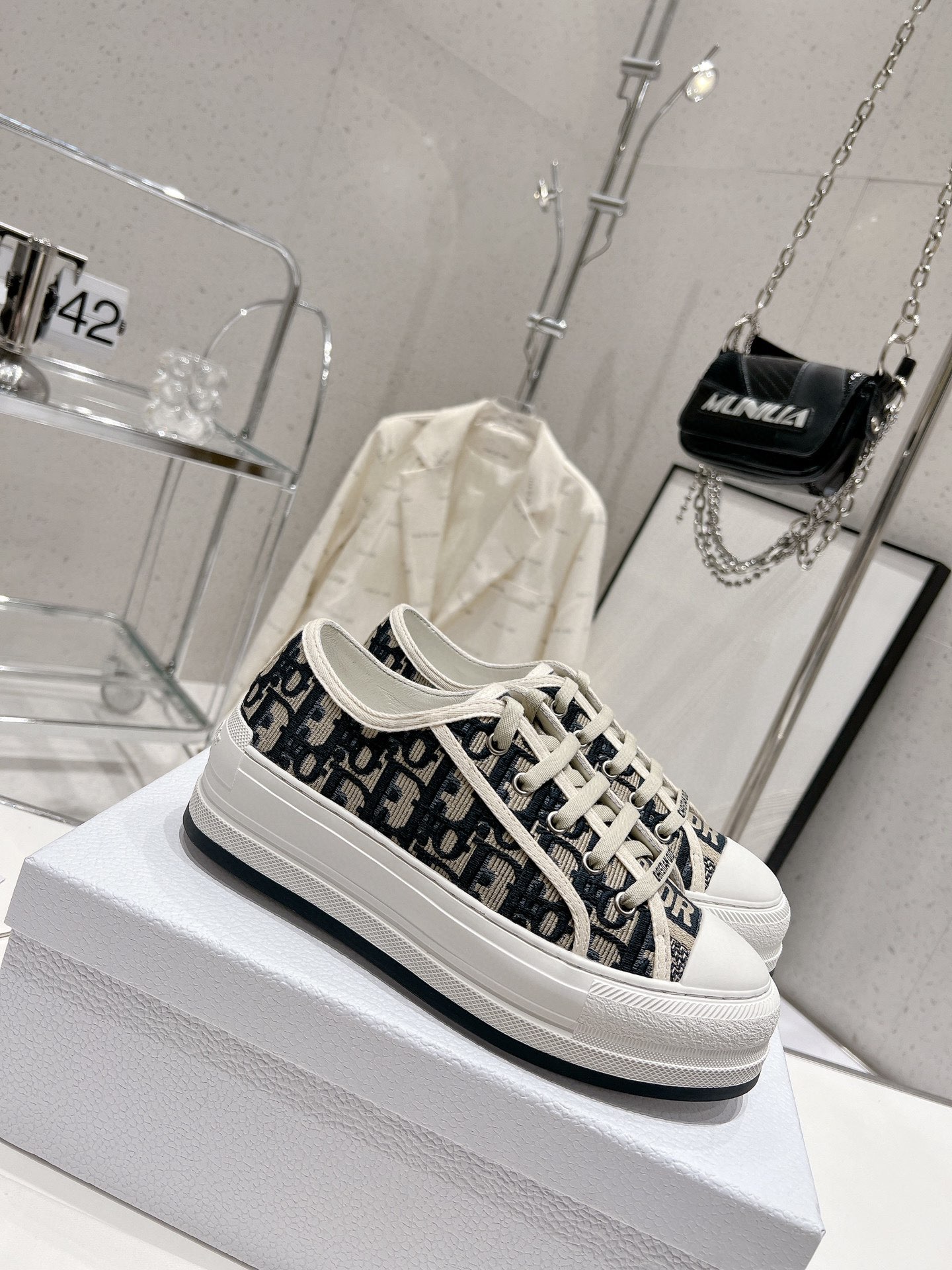 Dior Sneakers Canvas Shoes Embroidery Women Canvas Cotton PU Sheepskin Oblique Casual
