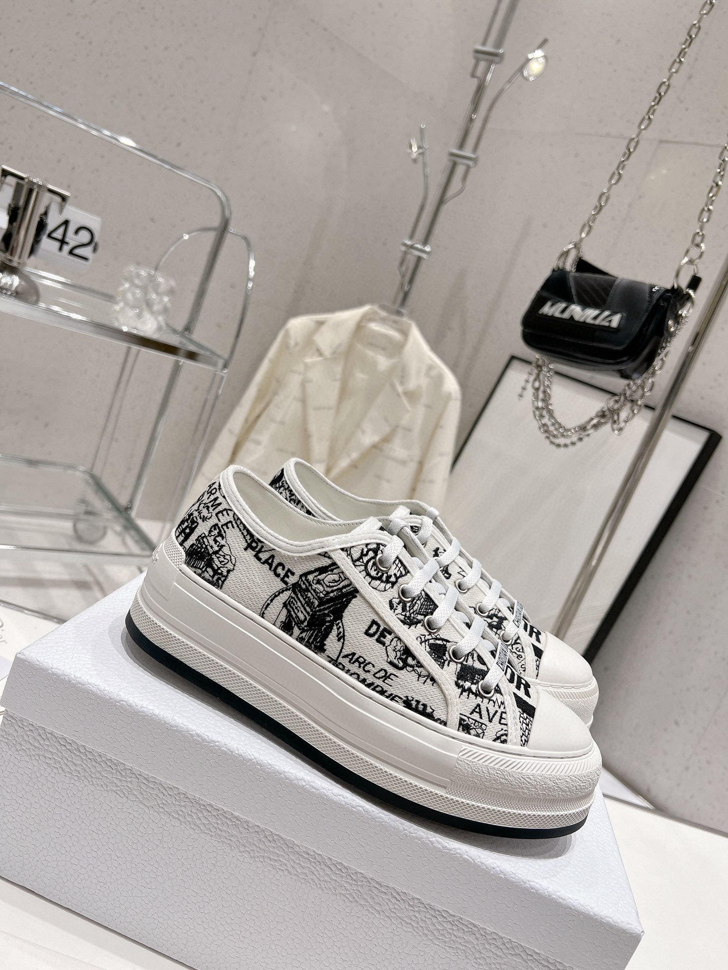 Dior Fake
 Sneakers Canvas Shoes Embroidery Women Canvas Cotton PU Sheepskin TPU Oblique Casual