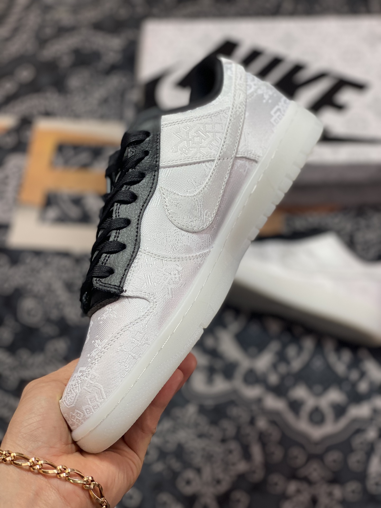 Fragment Design x Clot x Nike SB Dunk Low”20th Anniversary/White Silk”扣篮FN0315-110