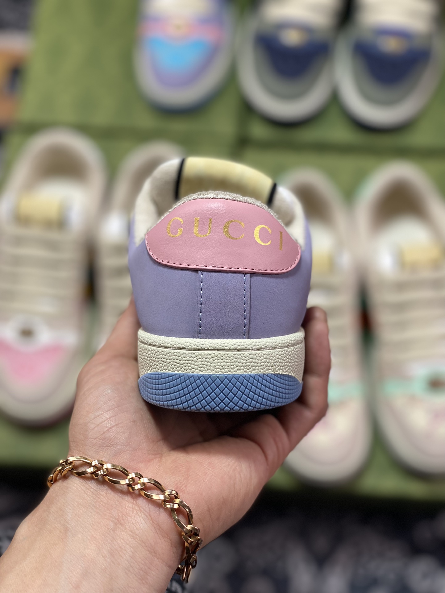 Gucci Screener GG Sneaker Low Classic Prototype Series Low ”Light Purple Blue Pink Purple Red GG Cloth” 741575 9SFR0 8480