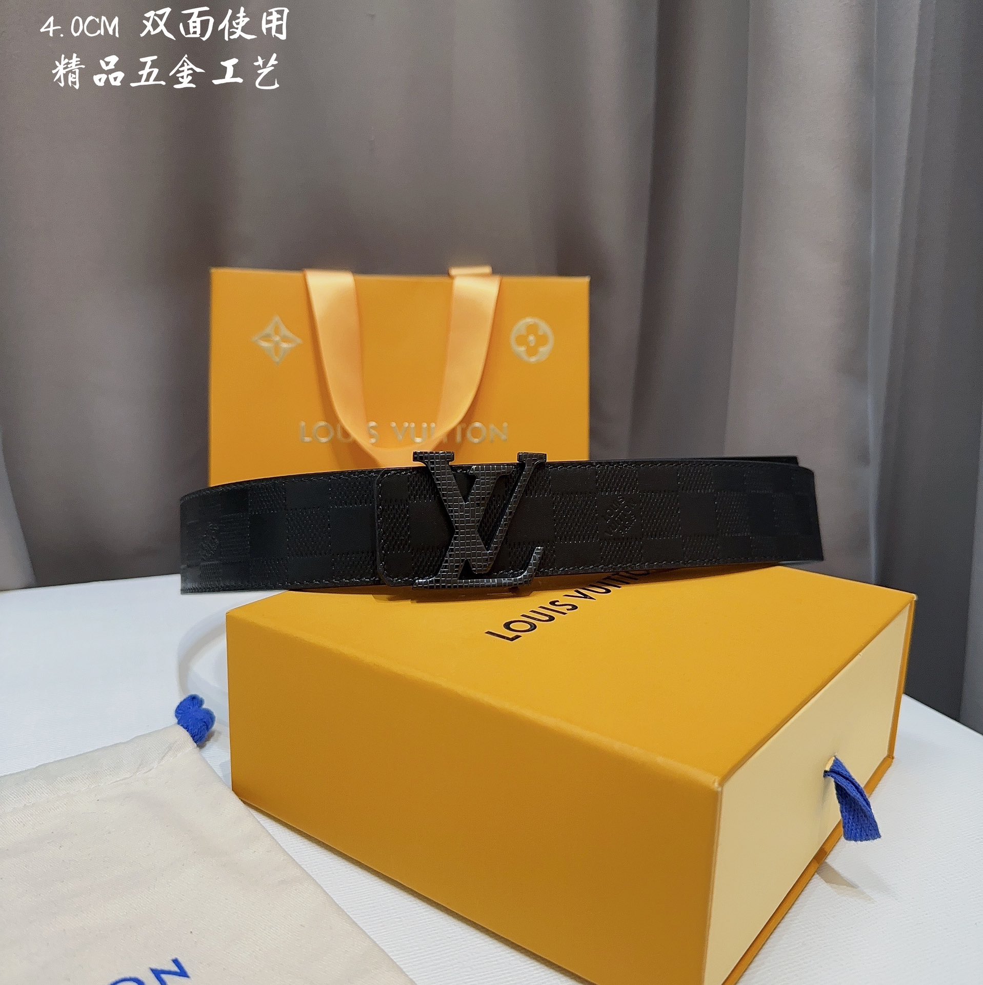 代购级专柜品质LV路易男士宽度4.0CM简单大方精品五金双面进口皮佩戴效果非常不错送礼自用最佳推荐