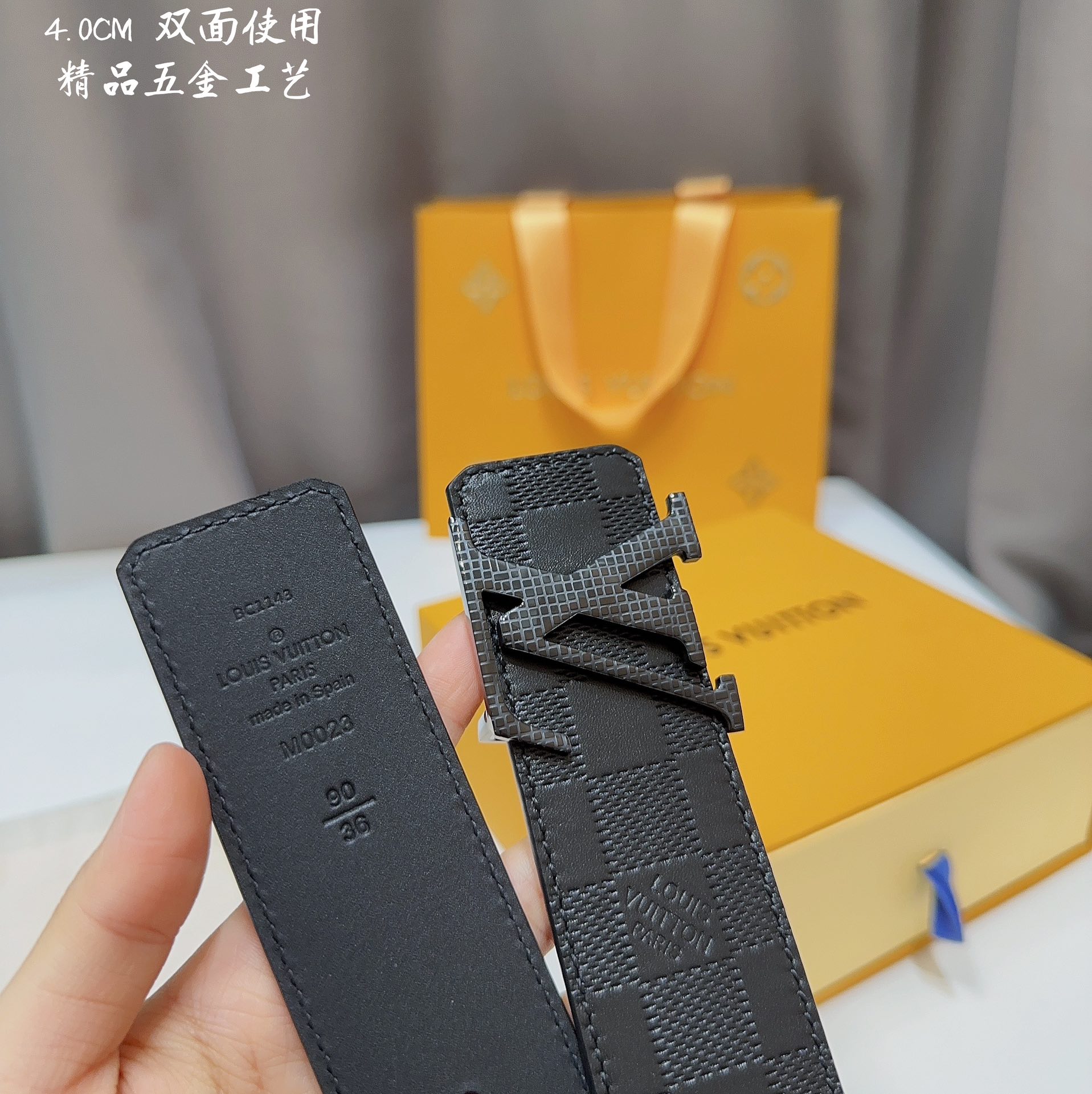 代购级专柜品质LV路易男士宽度4.0CM简单大方精品五金双面进口皮佩戴效果非常不错送礼自用最佳推荐
