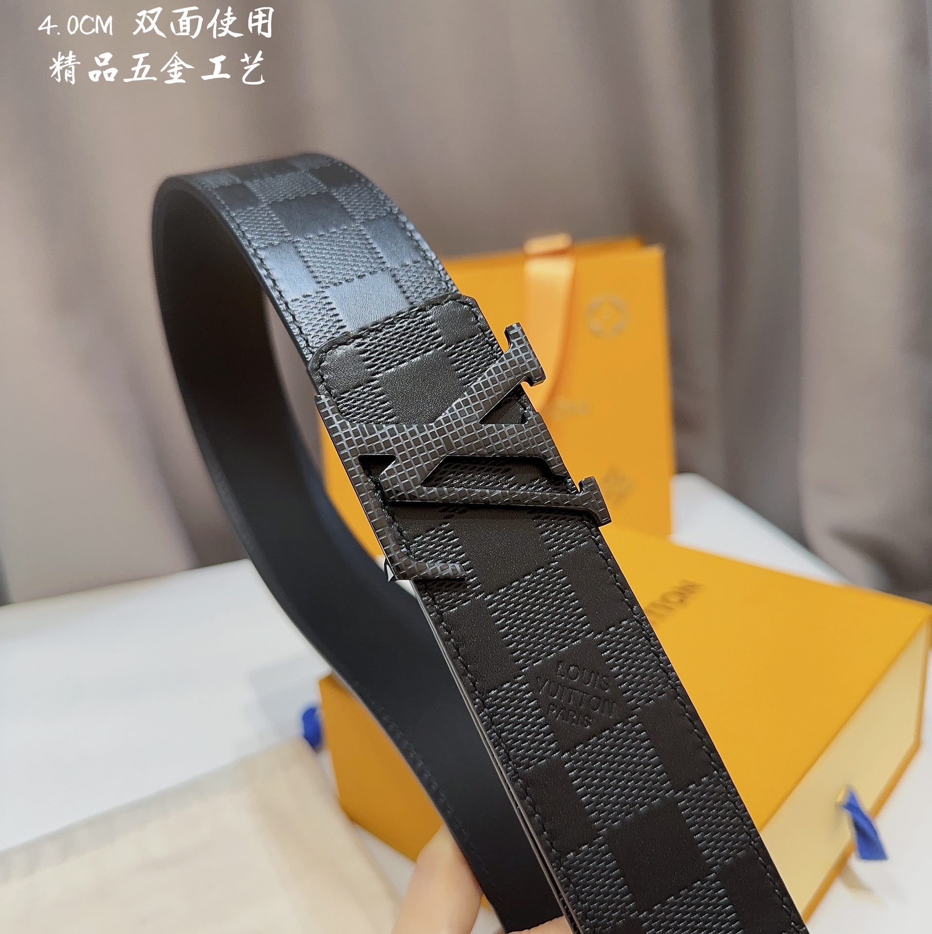 代购级专柜品质LV路易男士宽度4.0CM简单大方精品五金双面进口皮佩戴效果非常不错送礼自用最佳推荐
