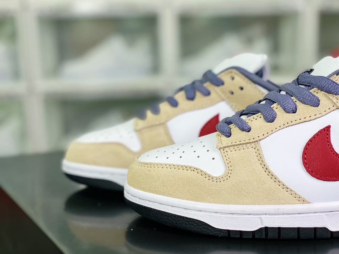 280 SB Dunk Low Pro”White Varsity Crimson”扣篮板鞋“米黄白杏红钩”304292-161