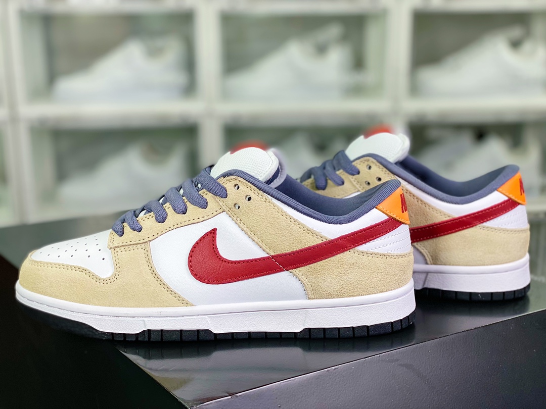 280 SB Dunk Low Pro”White Varsity Crimson”扣篮板鞋“米黄白杏红钩”304292-161
