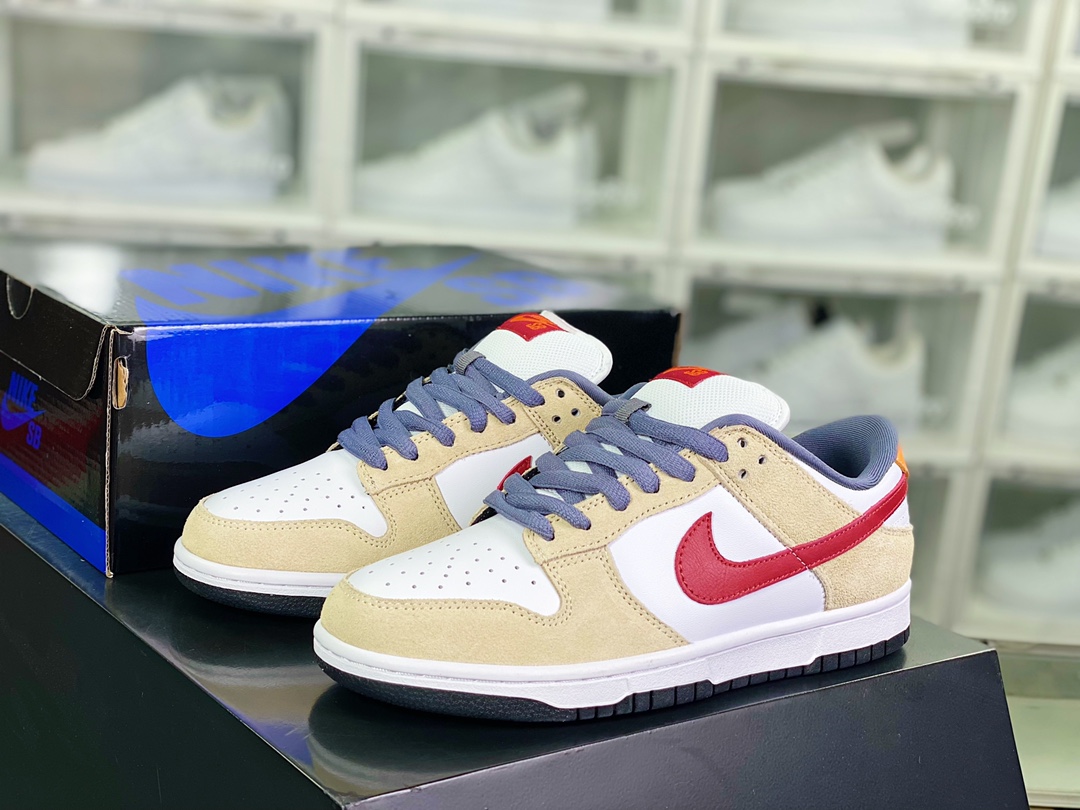 280 SB Dunk Low Pro”White Varsity Crimson”扣篮板鞋“米黄白杏红钩”304292-161
