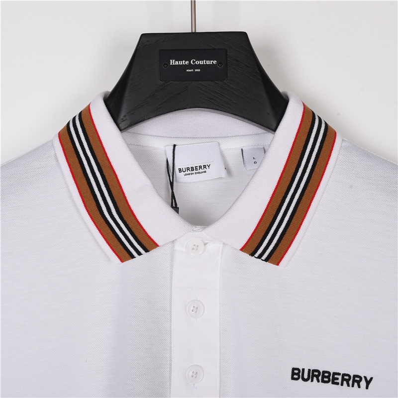 Burberry/巴宝莉 领口经典条纹元素Polo 短袖