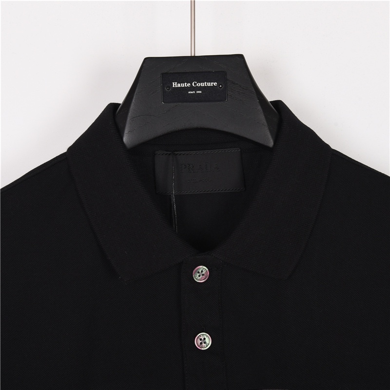 Prada/普拉达 24ss 三角标尼龙拼接Polo短袖