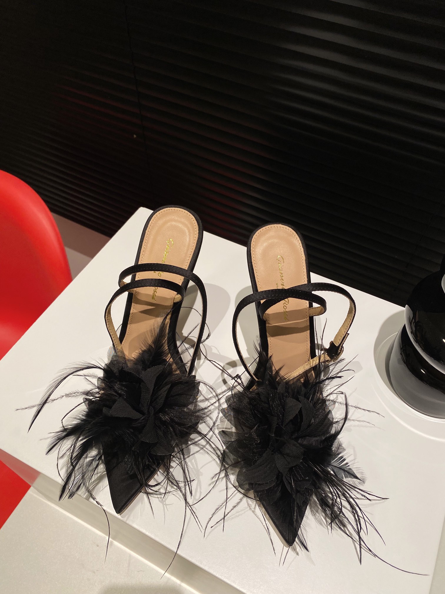Gianvito Rossi Eiko Stiletto абцасы-шпількі тапкі сандалі авечая скура+сетка+чэшскія стразы 10.5cm/8cm