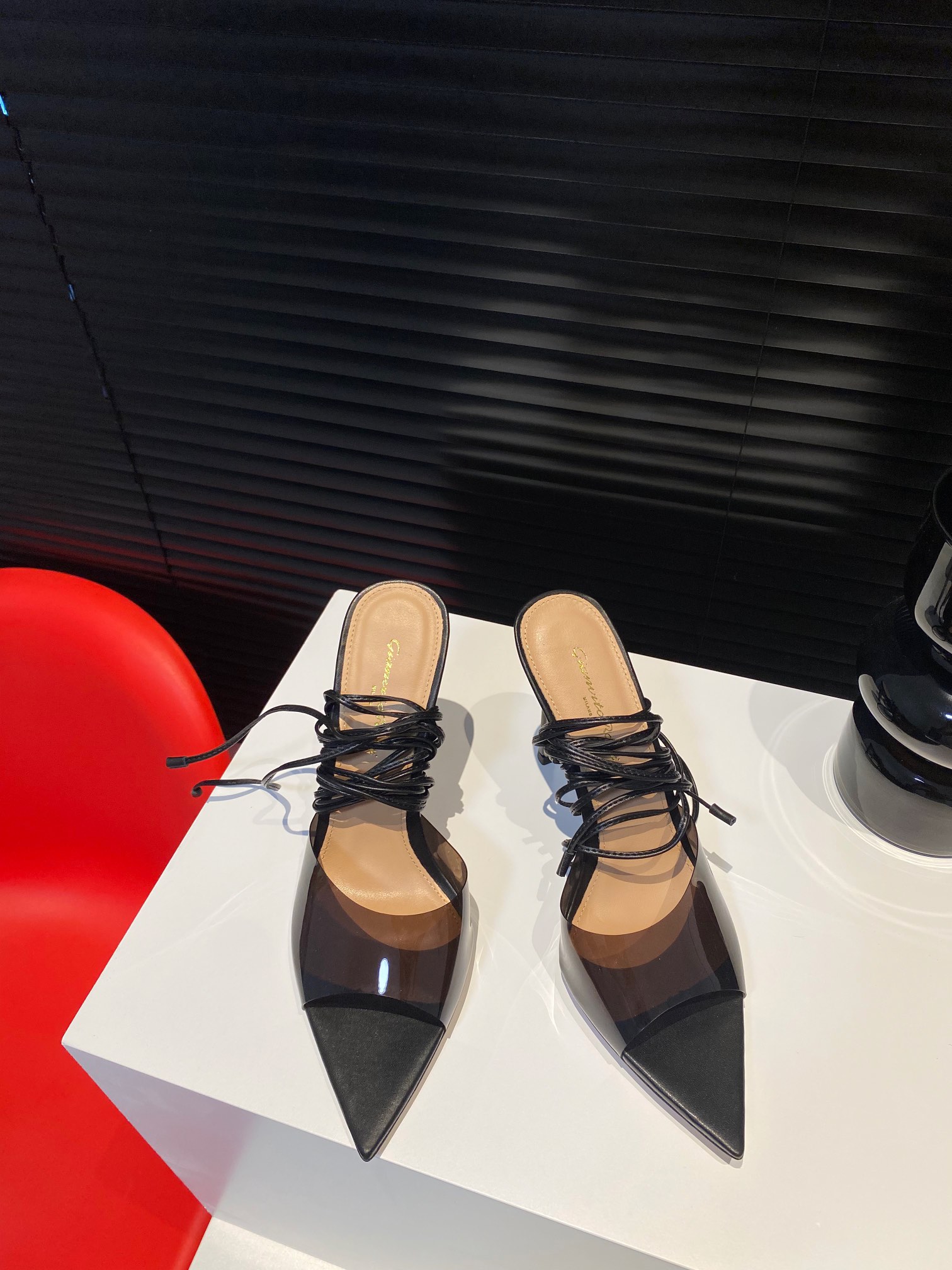 Gianvito Rossi 2022SS transparent open-toe pointed high heels upgraded version + PVC eco-friendly material 10.5cm sheepskin lining