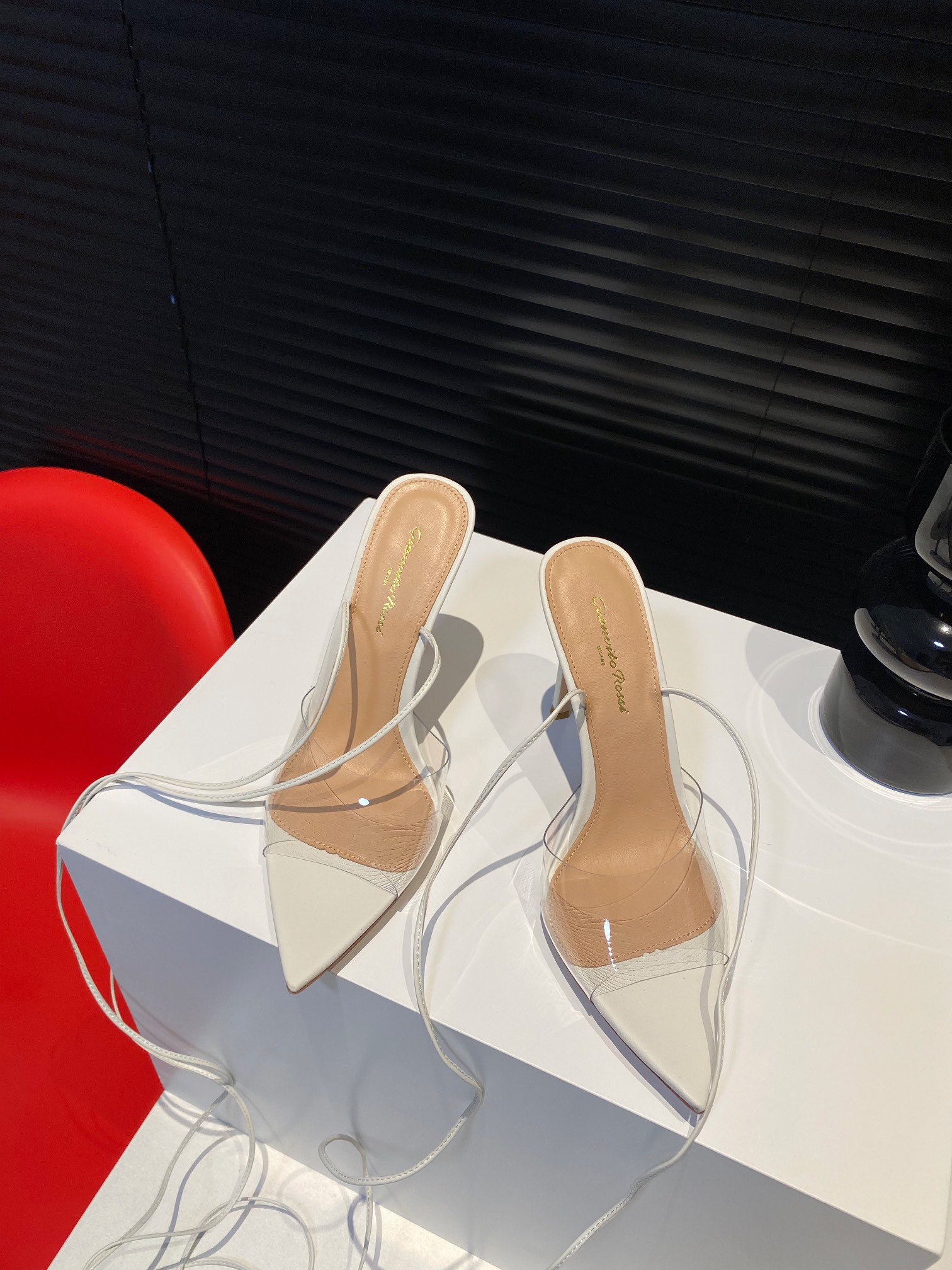 Gianvito Rossi 2022SS Transparent Open-Toe Pointed High Heels Upgraded Version + PVC Eco-Friendly Material 10.5cm Sheepskin Lining