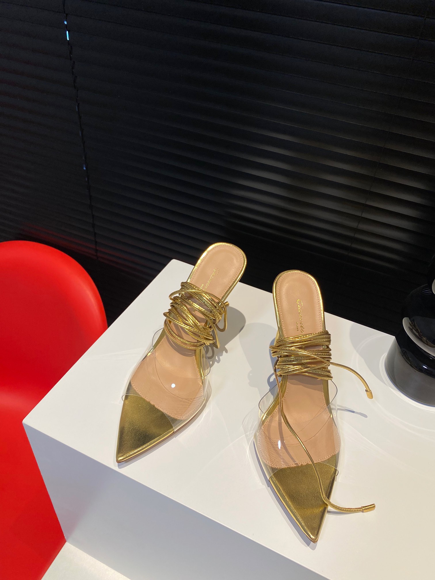 Gianvito Rossi 2022SS Transparent Open-Toe Pointed High Heels Upgraded Version + PVC Eco-Friendly Material 10.5cm Sheepskin Lining