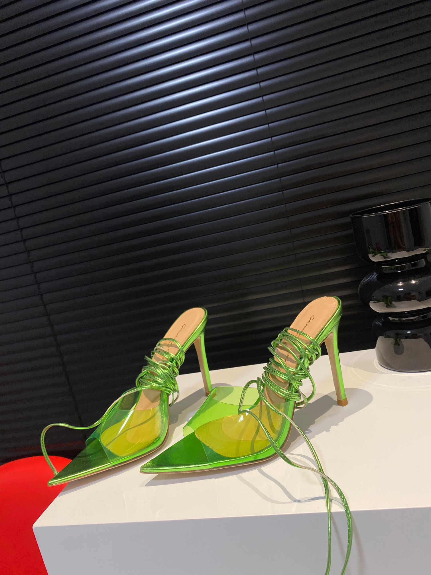 Gianvito Rossi 2022SS Transparent Open-Toe Pointed High Heels Upgraded Version + PVC Eco-Friendly Material 10.5cm Sheepskin Lining