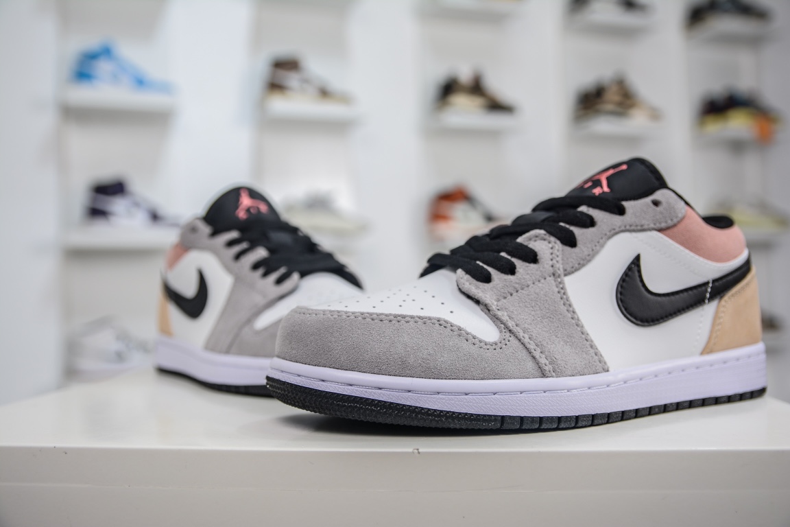 原装Air Jordan 1 Low 浅灰橙反绒皮搭配白色皮料 DX4334-008
