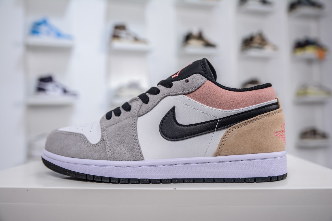 原装Air Jordan 1 Low 浅灰橙反绒皮搭配白色皮料 DX4334-008