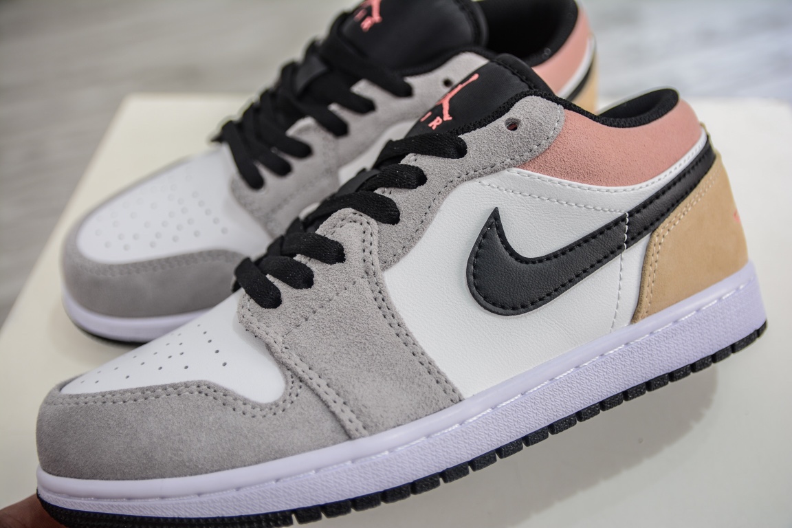 原装Air Jordan 1 Low 浅灰橙反绒皮搭配白色皮料 DX4334-008