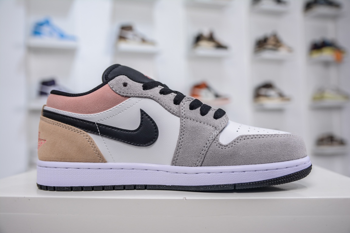 原装Air Jordan 1 Low 浅灰橙反绒皮搭配白色皮料 DX4334-008