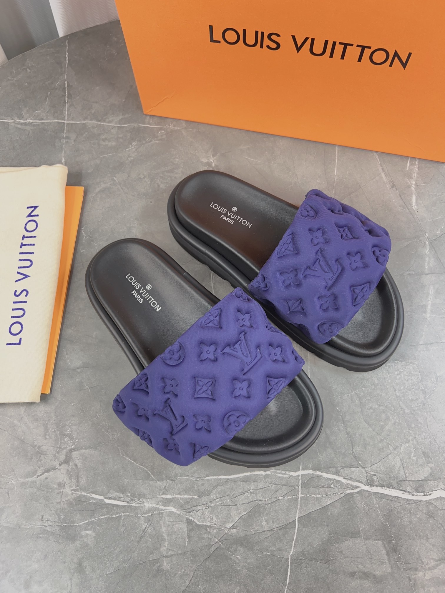 Louis Vuitton Pool Pillow Comfort Flat Sandal Monogram Embossed Slides