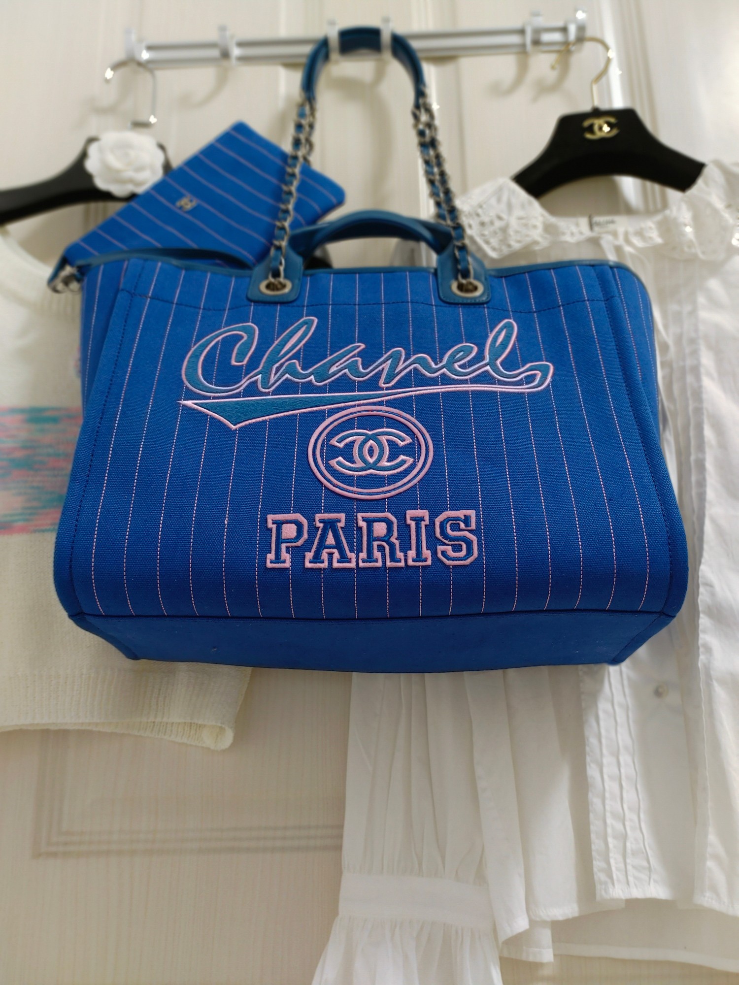 Chanel23p最新款️条纹蓝沙滩