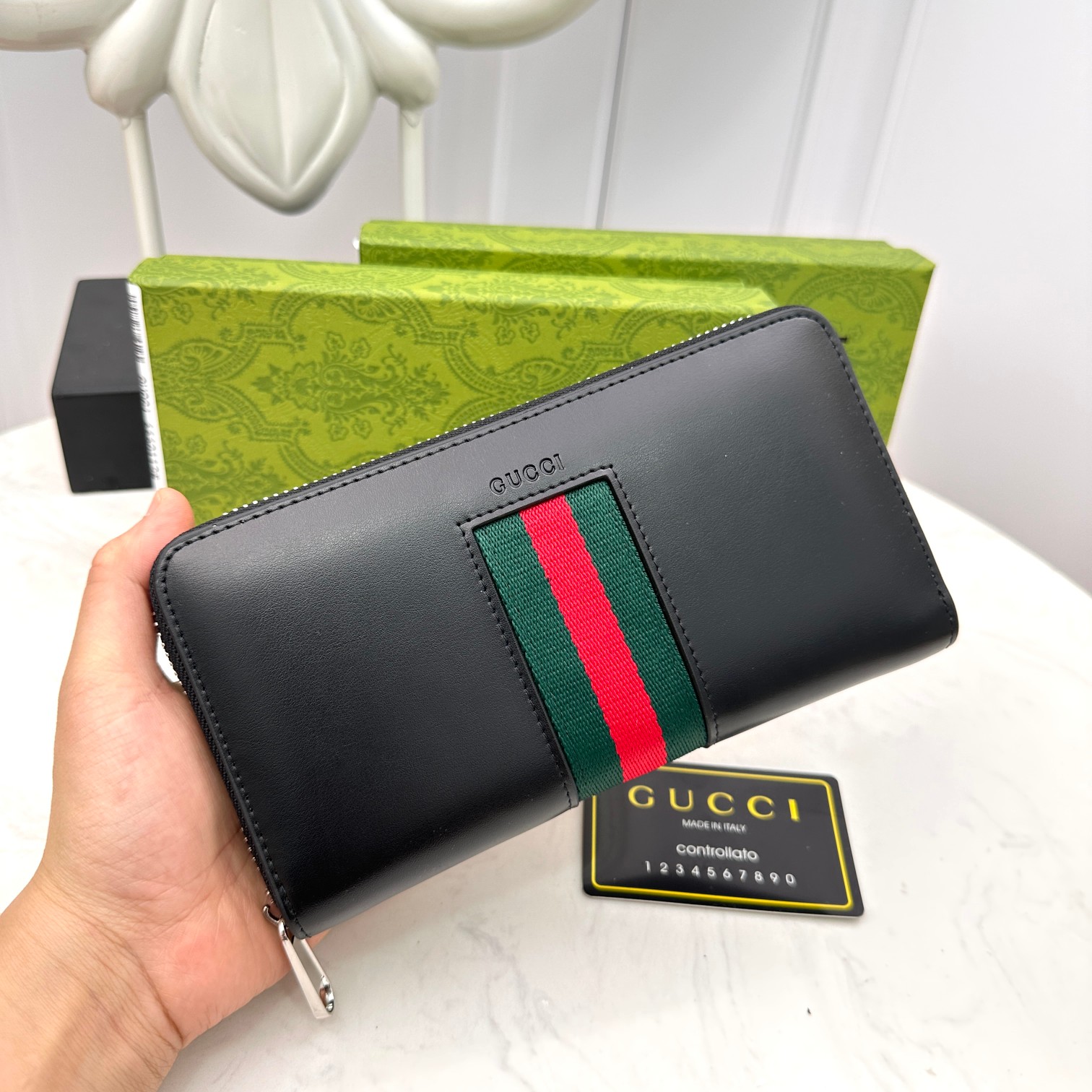 Shop Designer Replica
 Gucci Wallet Black Cowhide Fashion