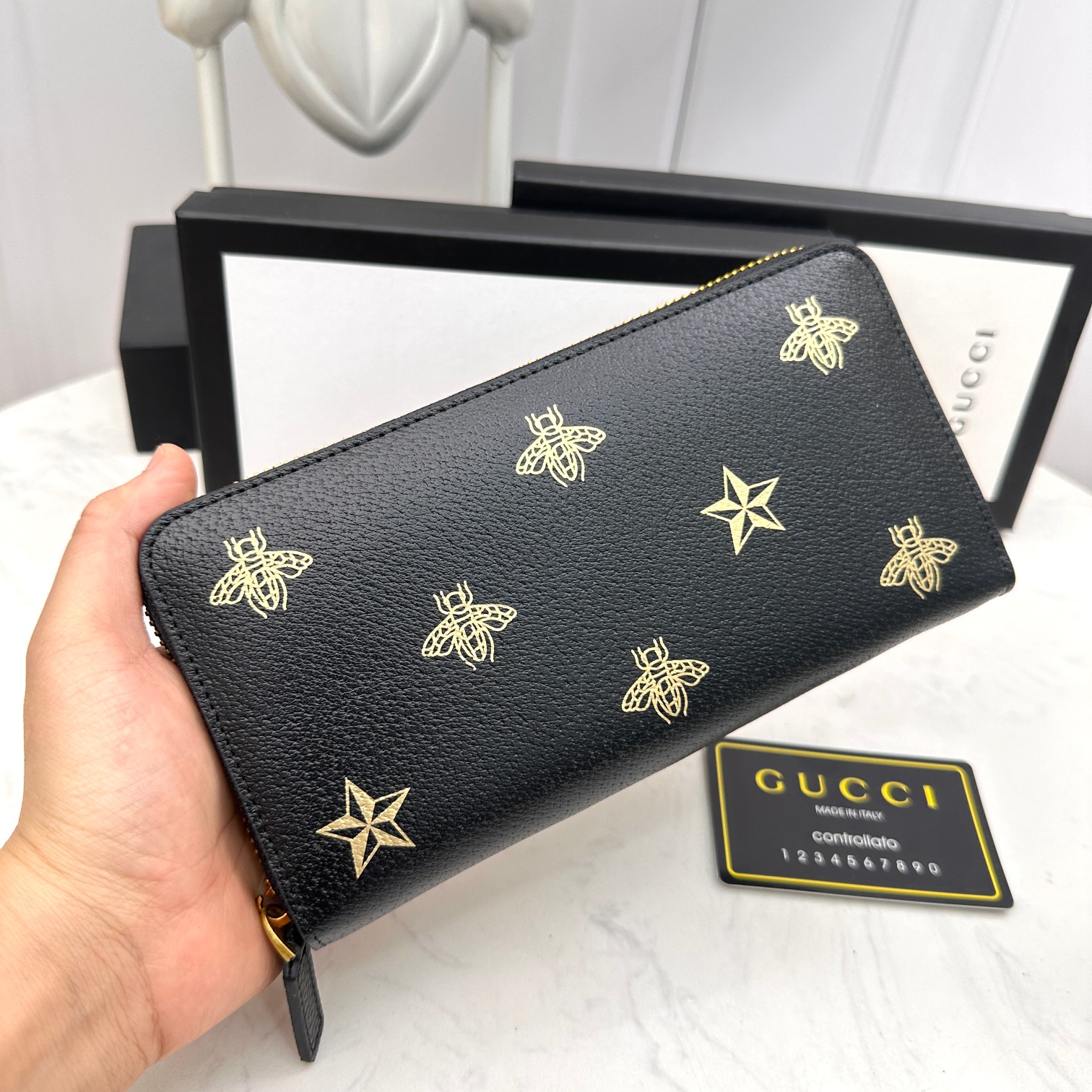 Gucci Wallet Black Cowhide Fashion