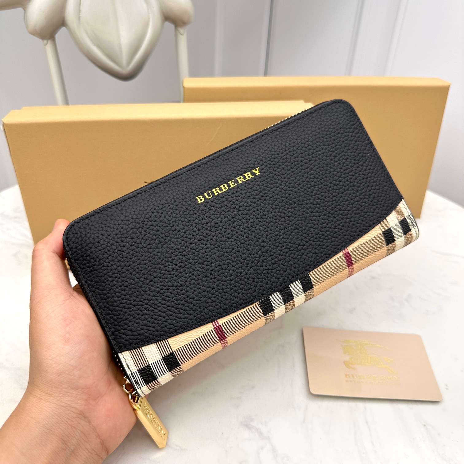 Burberry Wallet from China 2023
 Black Cowhide Fashion