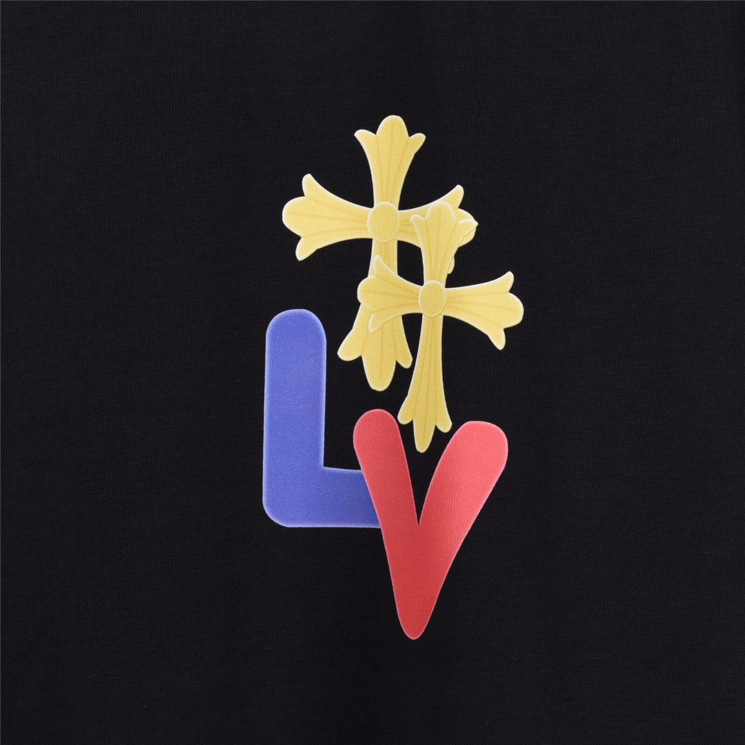 上新170 Louis Vuitton/路易威登LvChrome Hearts克罗心CH联名梵文字母印花短袖