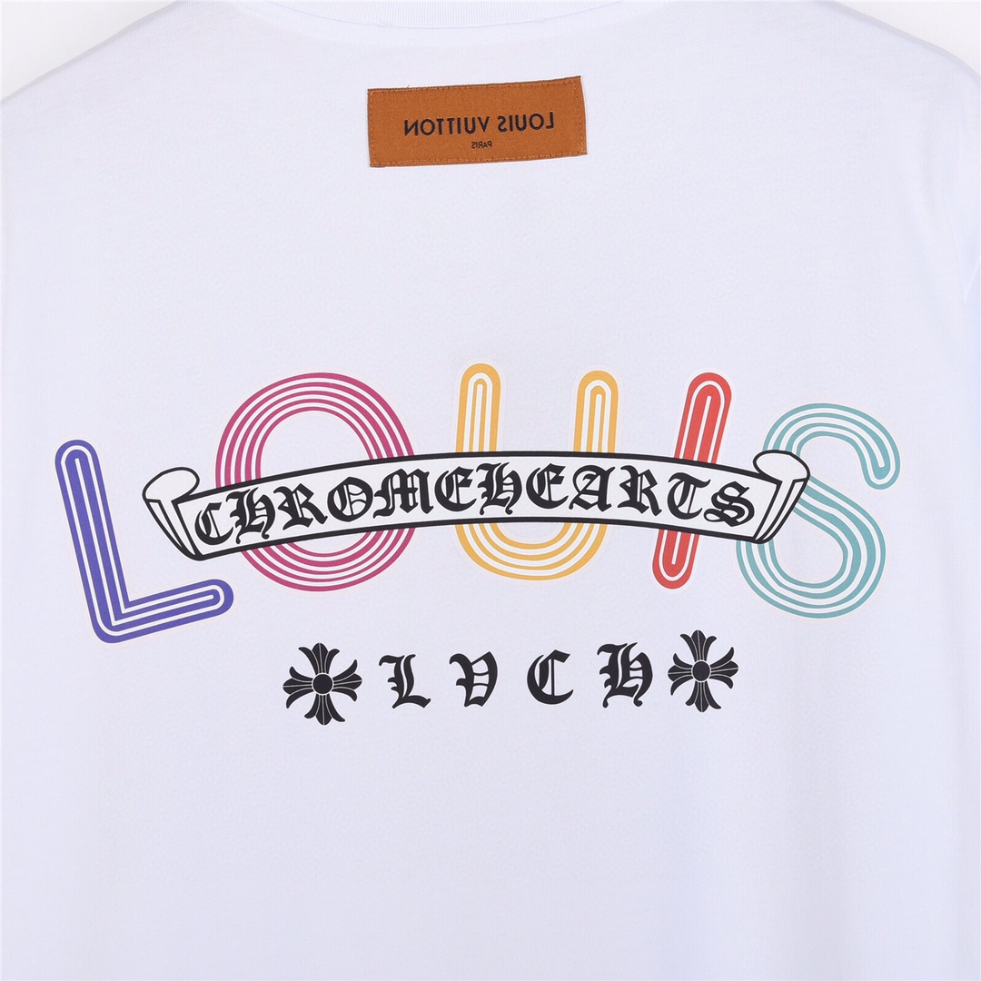 上新170 Louis Vuitton/路易威登LvChrome Hearts克罗心CH联名梵文字母印花短袖