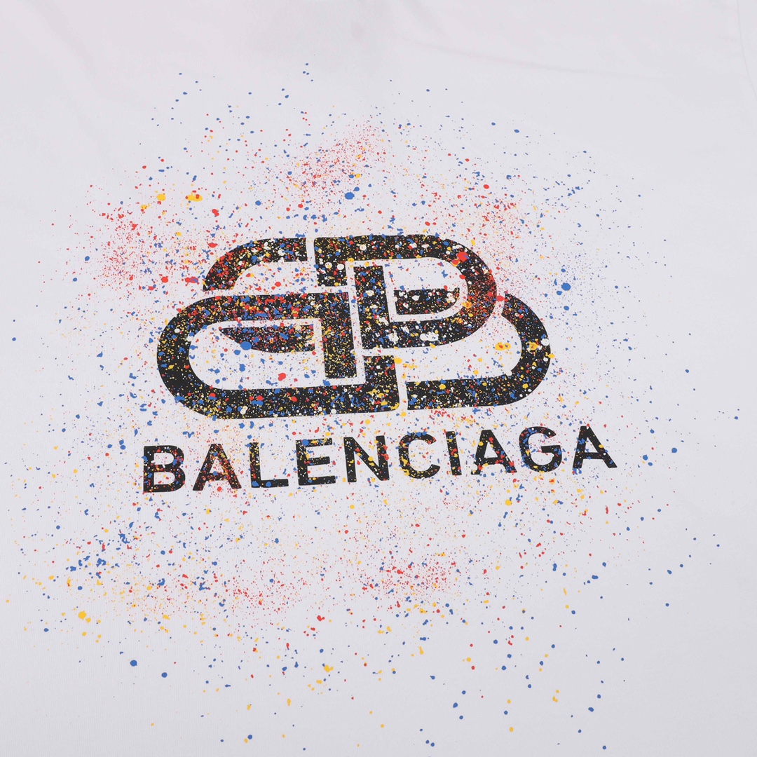 170 Balenciaga/巴黎世家 泼墨锁扣印花圆领T恤