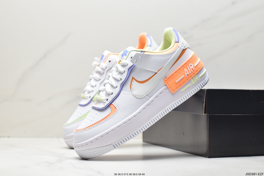 180 Nike Air Force 1 Shadow 新配色轻量增高低帮百搭板鞋”拼接马卡龙” Dx3718-100