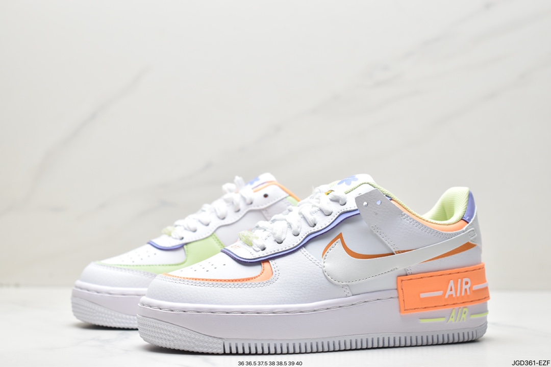 180 Nike Air Force 1 Shadow 新配色轻量增高低帮百搭板鞋”拼接马卡龙” Dx3718-100