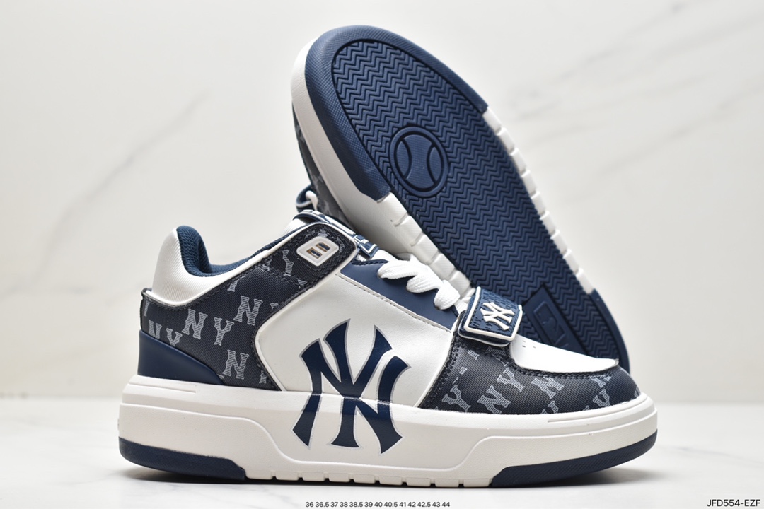 MLB Chunky Liner New York Yankees Senior Shoes Series ”Leather White Black NY Print” 3ASXLM13N