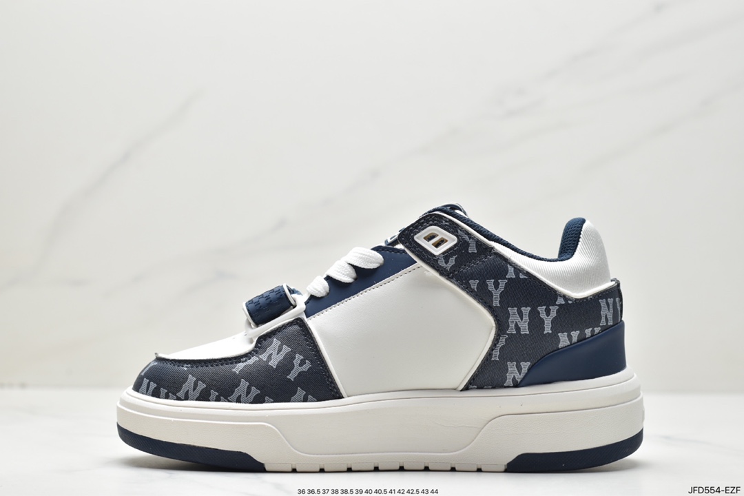 MLB Chunky Liner New York Yankees Senior Shoes Series ”Leather White Black NY Print” 3ASXLM13N