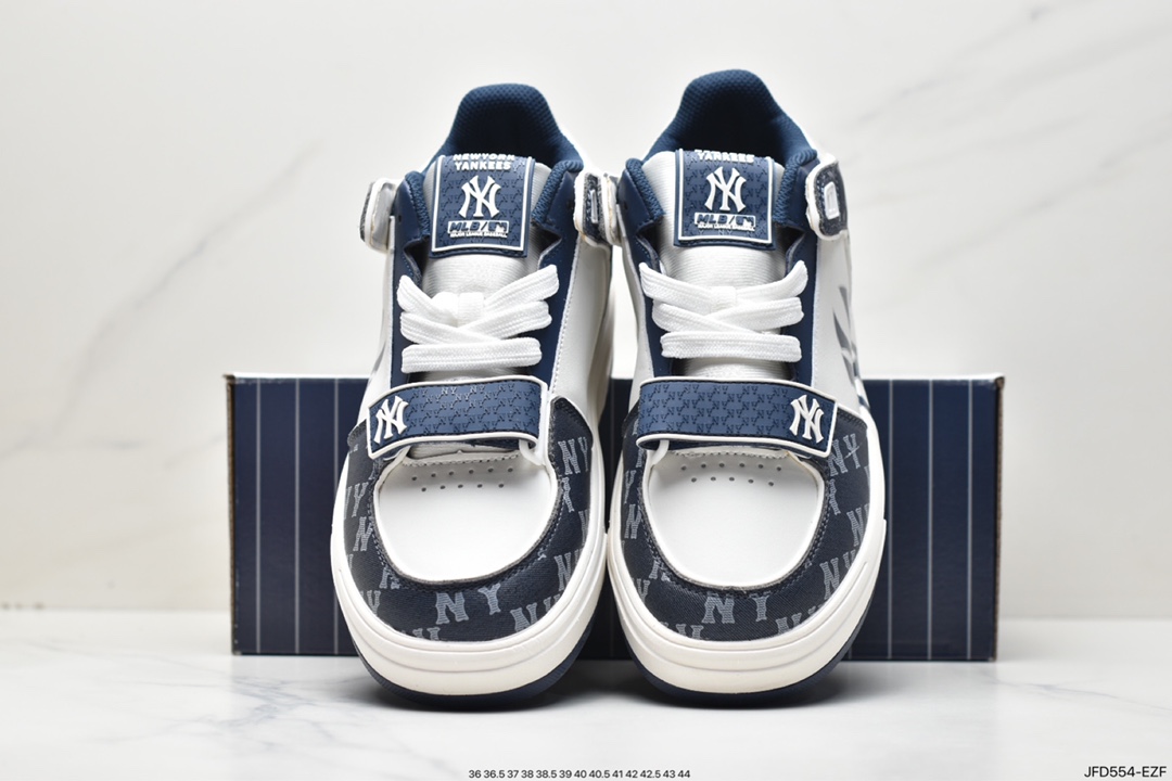 MLB Chunky Liner New York Yankees Senior Shoes Series ”Leather White Black NY Print” 3ASXLM13N