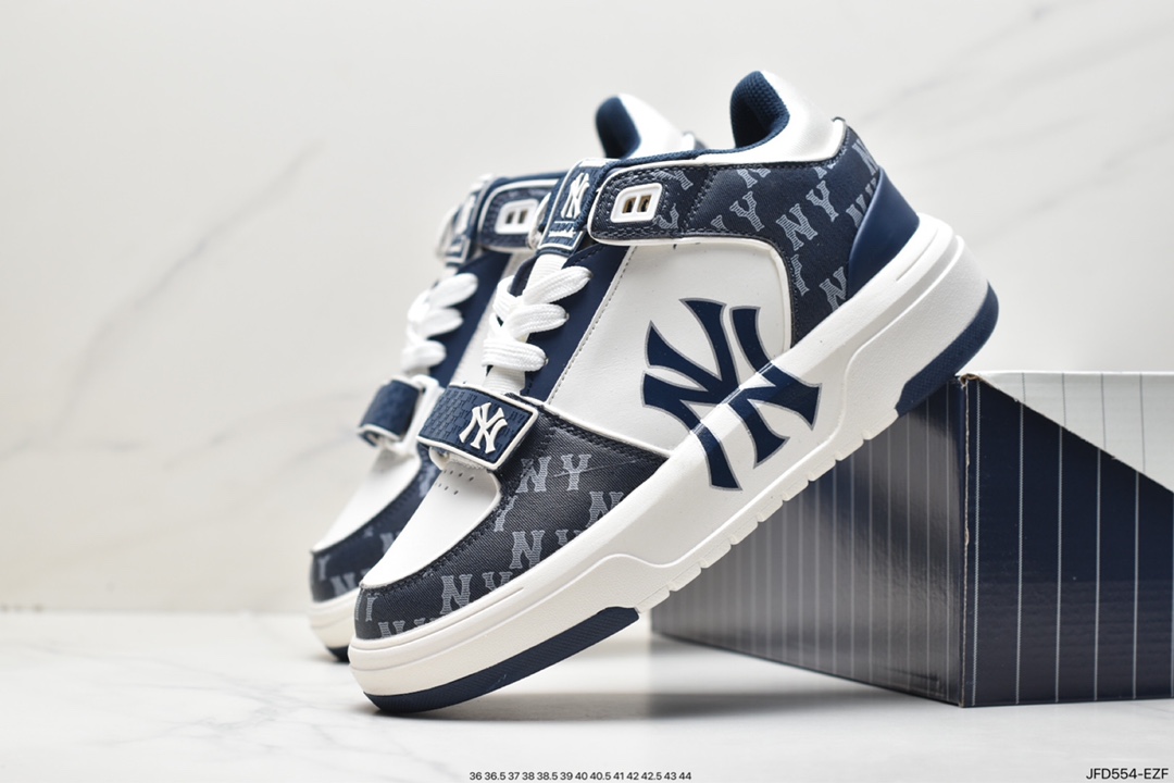 MLB Chunky Liner New York Yankees Senior Shoes Series ”Leather White Black NY Print” 3ASXLM13N