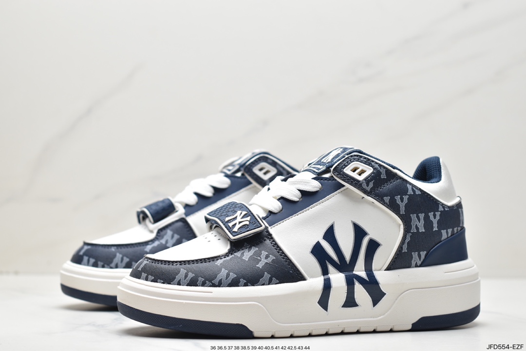 MLB Chunky Liner New York Yankees Senior Shoes Series ”Leather White Black NY Print” 3ASXLM13N