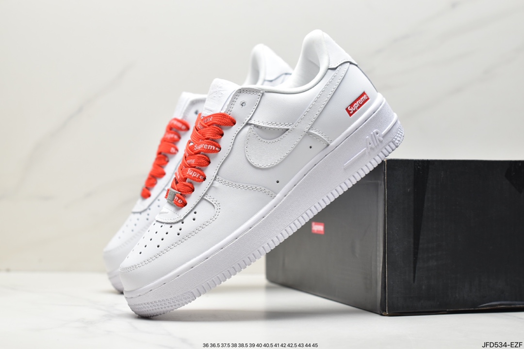 170 Supreme x 【Nike】 Air Force 1 Low'07”White”空军一号“联名白红LOGO”CU9225-100