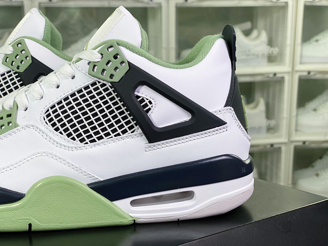 240 Wmns Air Jordan 4 Retro”Oil Green/Seafoam”篮球鞋“白黑绿鼠尾草”AQ9129-103