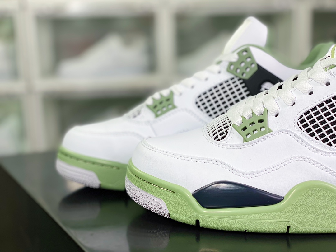 240 Wmns Air Jordan 4 Retro”Oil Green/Seafoam”篮球鞋“白黑绿鼠尾草”AQ9129-103