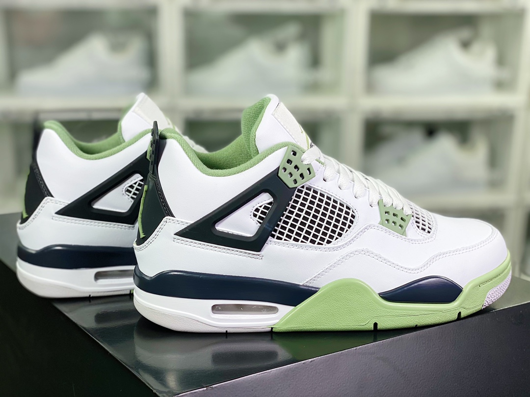 240 Wmns Air Jordan 4 Retro”Oil Green/Seafoam”篮球鞋“白黑绿鼠尾草”AQ9129-103